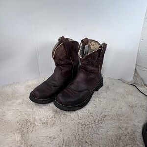 Ariat Brown Combat Moto Boots Rugged Leather Pull-On